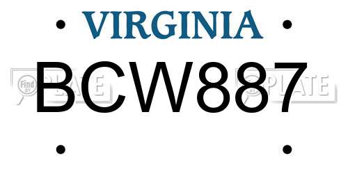 BCW887 Virginia License Plate