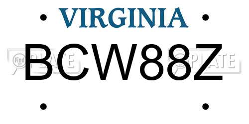 BCW88Z Virginia License Plate