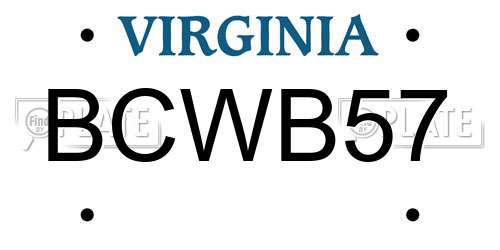 BCWB57 Virginia License Plate