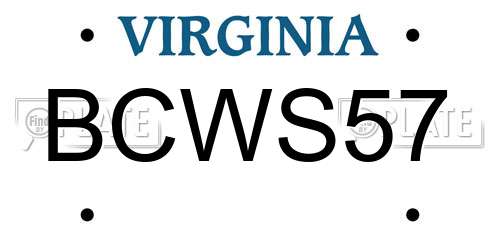 BCWS57 Virginia License Plate