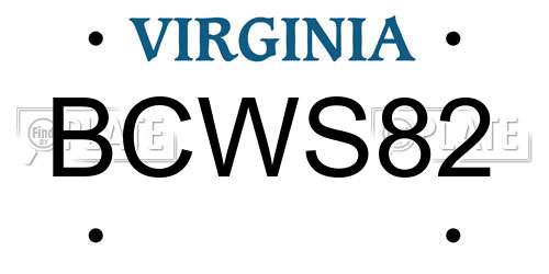 BCWS82 Virginia License Plate