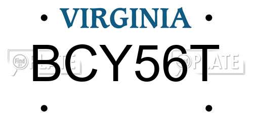 BCY56T Virginia License Plate