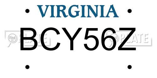 BCY56Z Virginia License Plate