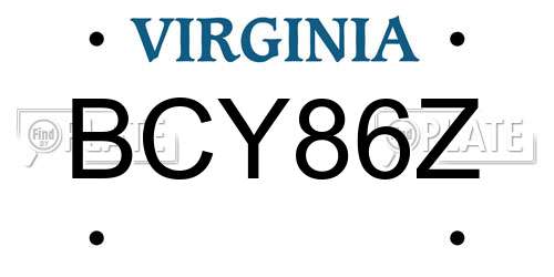 BCY86Z Virginia License Plate