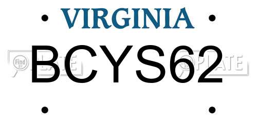 BCYS62 Virginia License Plate
