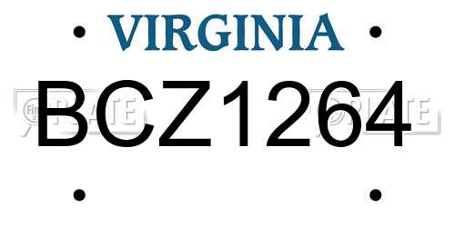 BCZ1264 Virginia License Plate