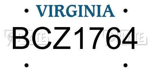 BCZ1764 Virginia License Plate