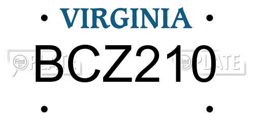 BCZ210 Virginia License Plate