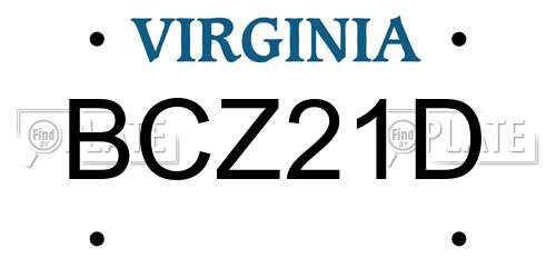 BCZ21D Virginia License Plate
