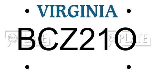 BCZ21O Virginia License Plate
