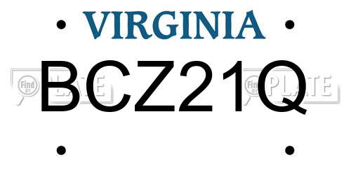 BCZ21Q Virginia License Plate