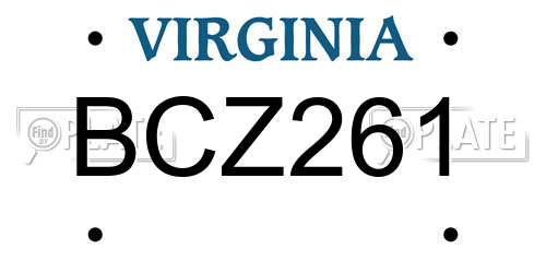 BCZ261 Virginia License Plate