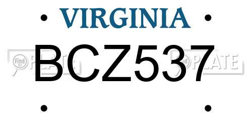 BCZ537 Virginia License Plate