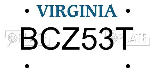 BCZ53T Virginia License Plate