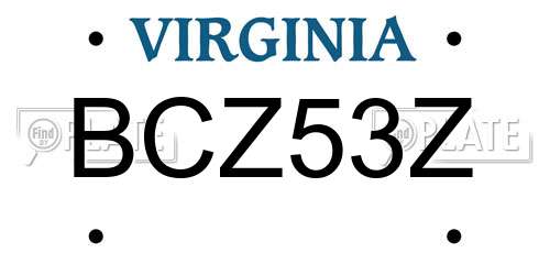 BCZ53Z Virginia License Plate