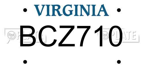 BCZ710 Virginia License Plate