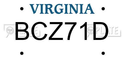 BCZ71D Virginia License Plate