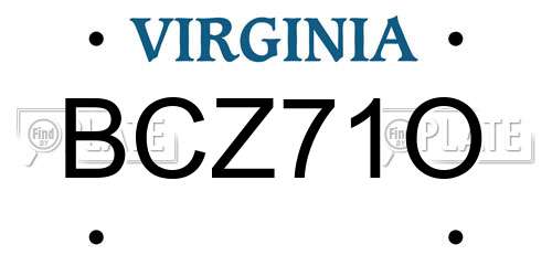 BCZ71O Virginia License Plate