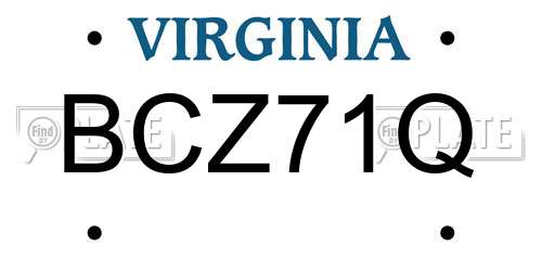 BCZ71Q Virginia License Plate