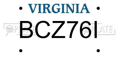 BCZ76I Virginia License Plate