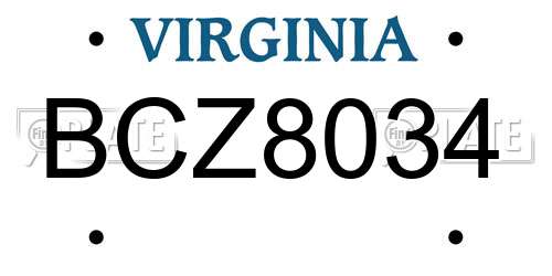 BCZ8034 Virginia License Plate