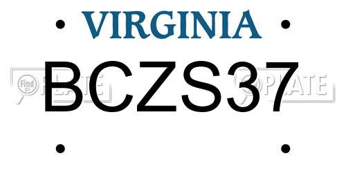BCZS37 Virginia License Plate