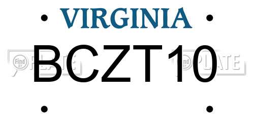 BCZT10 Virginia License Plate