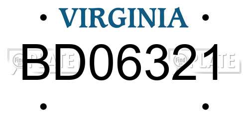 BD06321 Virginia License Plate