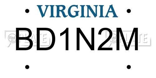BD1N2M Virginia License Plate