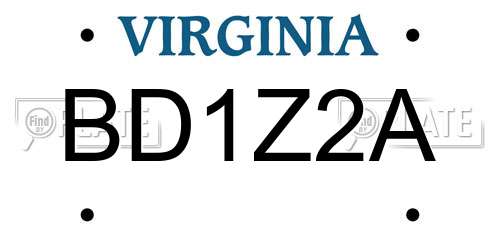 BD1Z2A Virginia License Plate