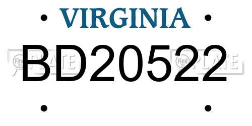 BD20522 Virginia License Plate
