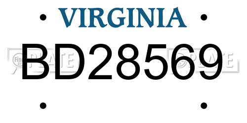 BD28569 Virginia License Plate
