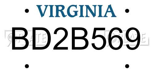 BD2B569 Virginia License Plate