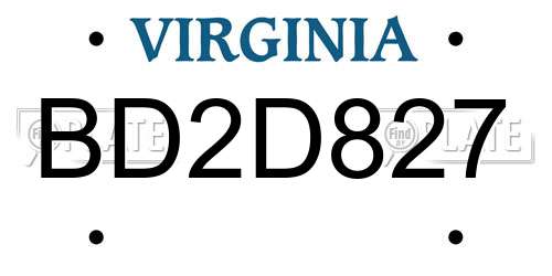 BD2D827 Virginia License Plate