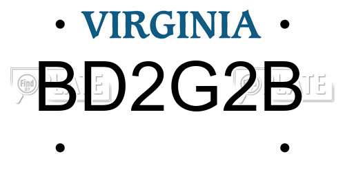 BD2G2B Virginia License Plate