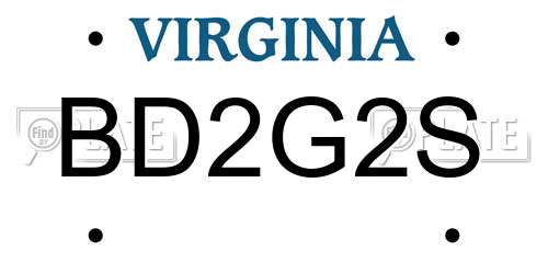 BD2G2S Virginia License Plate