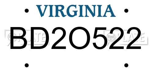 BD2O522 Virginia License Plate