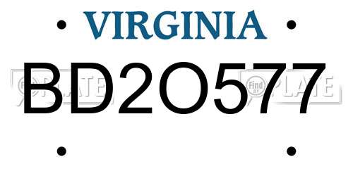 BD2O577 Virginia License Plate