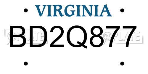 BD2Q877 Virginia License Plate