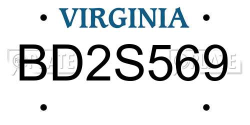 BD2S569 Virginia License Plate