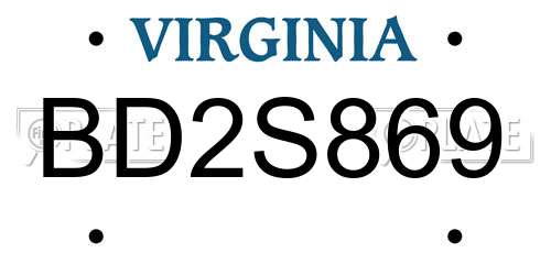 BD2S869 Virginia License Plate