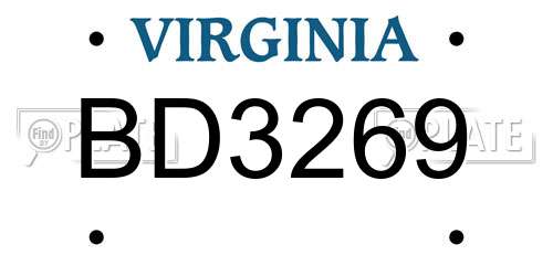 BD3269 Virginia License Plate