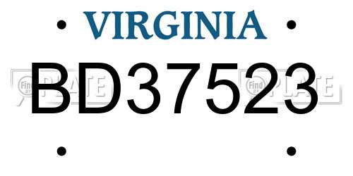 BD37523 Virginia License Plate