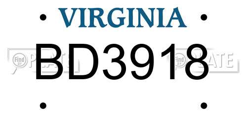 BD3918 Virginia License Plate