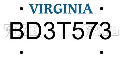 BD3T573 Virginia License Plate