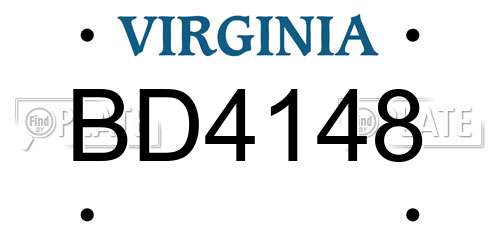 BD4148 Virginia License Plate