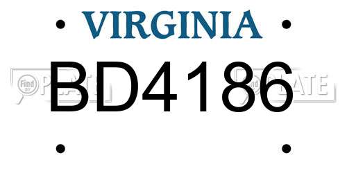 BD4186 Virginia License Plate