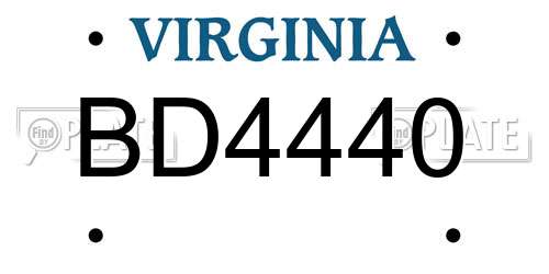 BD4440 Virginia License Plate