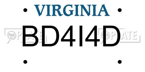 BD4I4D Virginia License Plate