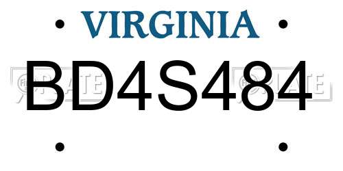 BD4S484 Virginia License Plate